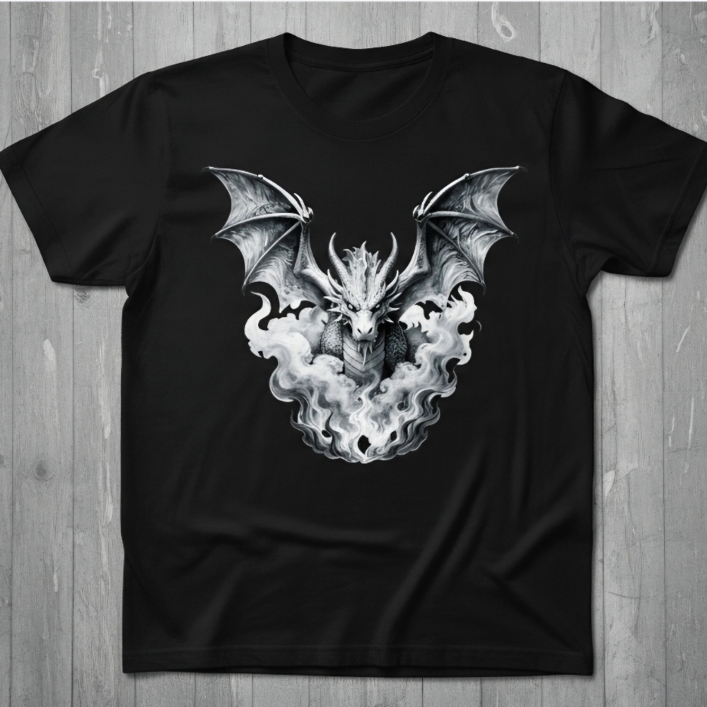 Gothic Dragon Graphic Tee Black Unisex Fantasy Shirt